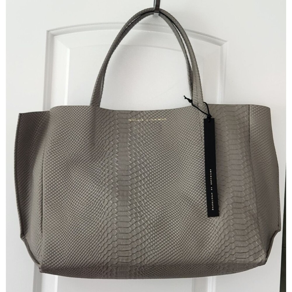 Ampersand As Apostrophe XL Taupe Python 100% Leather Tote - NWT - Picture 2 of 15